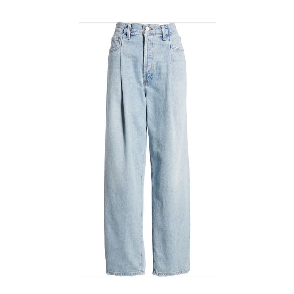 AGOLDE ultra high rise folded waistband relaxed straight leg rigid denim jeans - Picture 3 of 7